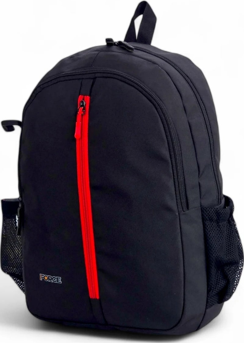 FORCE Basic Backpack Black/Red front zip unisex backpack - Image 3
