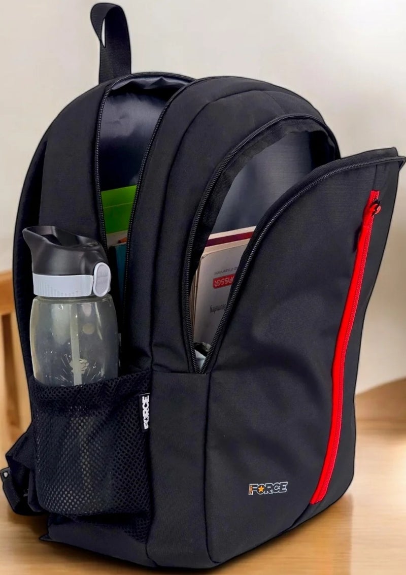 FORCE Basic Backpack Black/Red front zip unisex backpack - Image 2