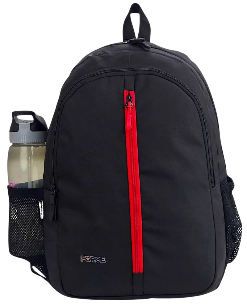 FORCE Basic Backpack Black/Red front zip unisex backpack - Image 1