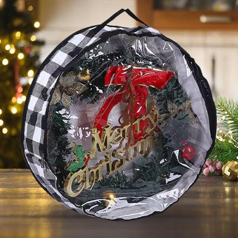 Wreath Storage Bag Waterproof Portable Zipper Closure Xmas Wreath Container - Image 3