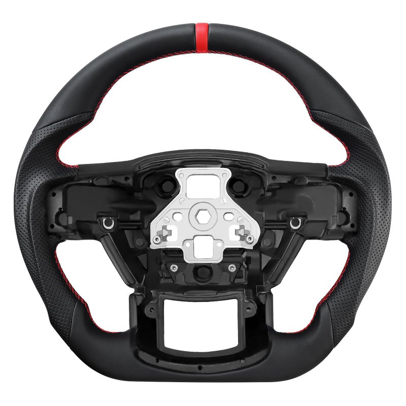 LOSCHEN Full Leather Steering Wheel for Ford F150 20152020 Dshaped Flatbottom Full Nappa Perforated Leather Steering Wheel without Paddle Shifters