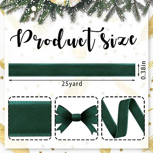 Hying Christmas Deep Green Ribbons for Crafting 38 25 Yards Craft Ribbon Winter Holiday Green Velvet Ribbons for Gift Wrapping DIY Handmade Ornaments Supplies - Image 3