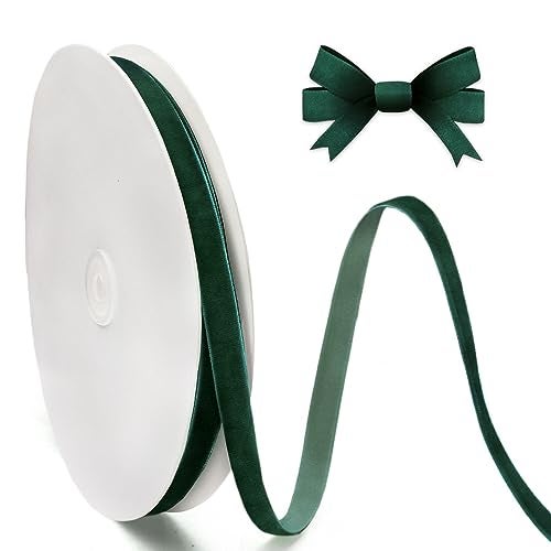 Hying Christmas Deep Green Ribbons for Crafting 38 25 Yards Craft Ribbon Winter Holiday Green Velvet Ribbons for Gift Wrapping DIY Handmade Ornaments Supplies - Image 1