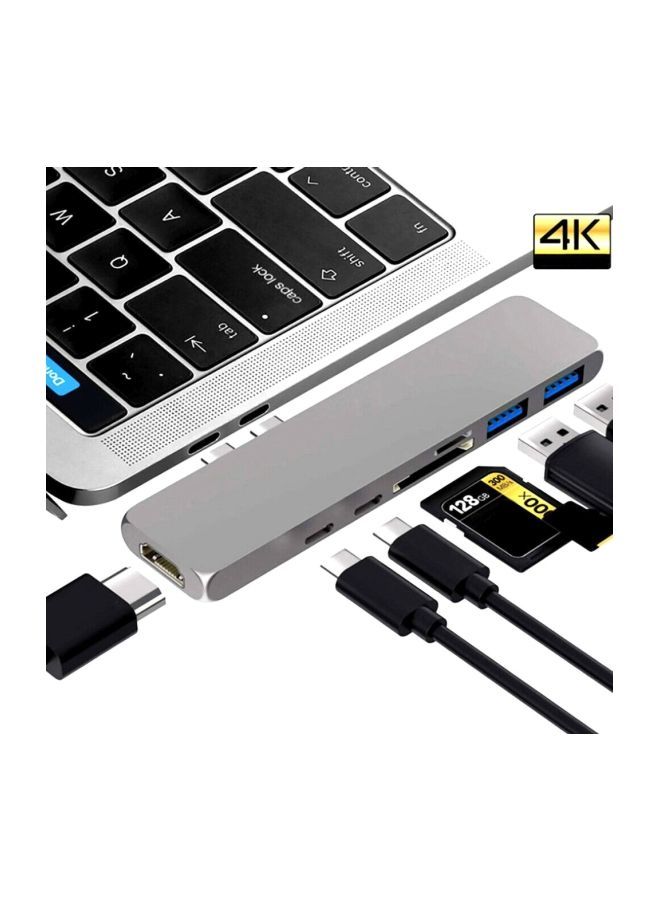 NIBEMINENT 7-In-1 USB-C Multiport Card Reader Adapter Grey - Image 4