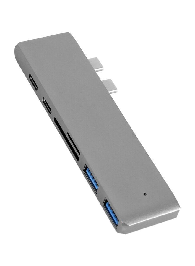 NIBEMINENT 7-In-1 USB-C Multiport Card Reader Adapter Grey - Image 1