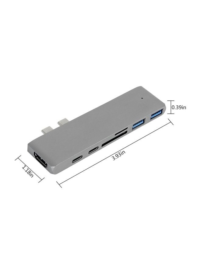 NIBEMINENT 7-In-1 USB-C Multiport Card Reader Adapter Grey - Image 3