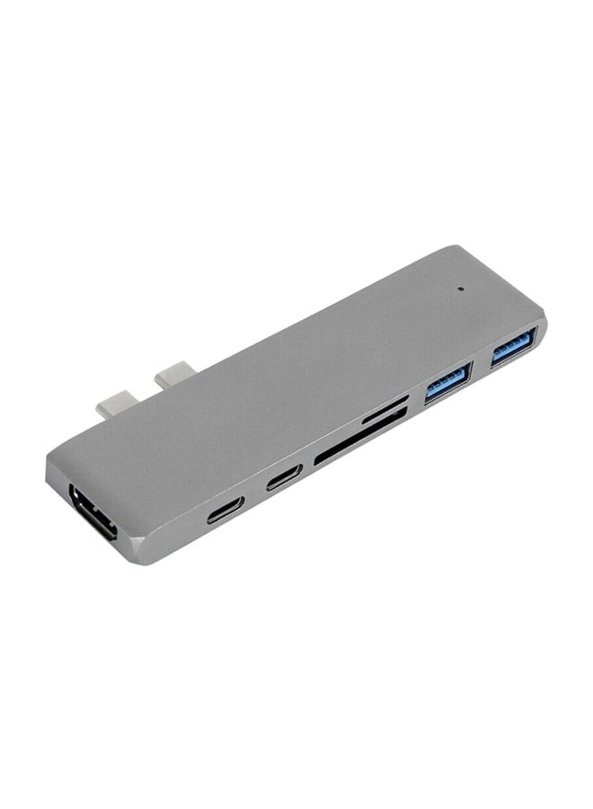 NIBEMINENT 7-In-1 USB-C Multiport Card Reader Adapter Grey - Image 2
