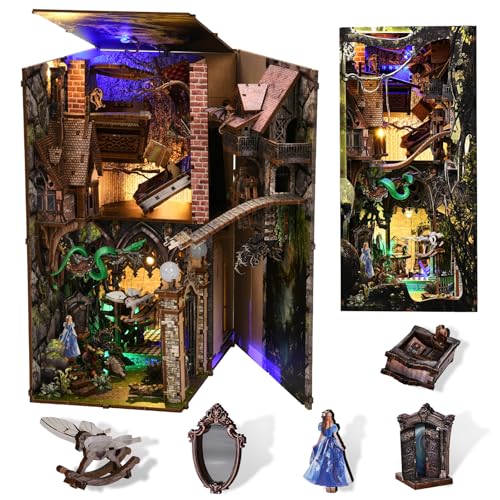 CCCDF Book Nook Kit Booknook Kit with Dust Cover for Adult DIY Miniature House Kit 3D Wooden Puzzle Decorative Bookend Bookshelf Decor Gift for Women Teens Alice Down The Rabbit Hole - Image 1
