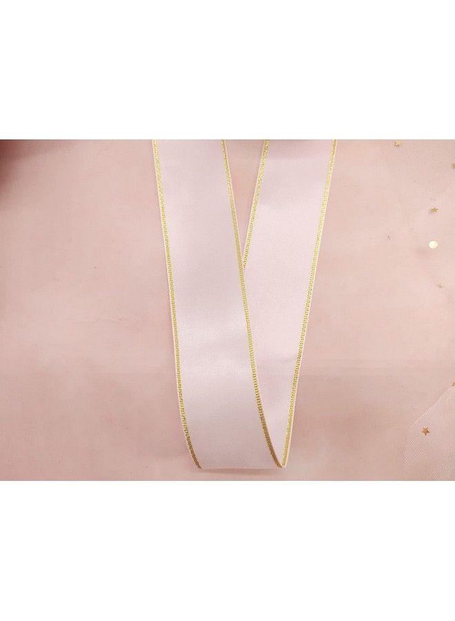 JESEP One Roll 25 Yards 1 1 2'' Double Faced Wired Gold Edges Satin Ribbon (Pink) (Jsp001) - Image 5