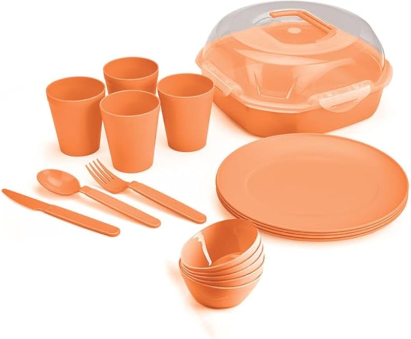 طقم نزهة عائلي بلاستيكي لأربعة أشخاص، ٢٦ قطعة | صنع في تركيا | M3931