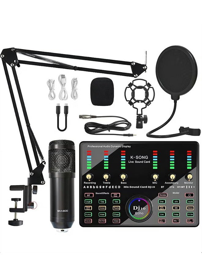 XiuWoo - Sound Card Microphone Podcast Package,Streaming Audio Mixer with Microphone Stand/Suitable for Live Broadcast/Podcast/Youtube/PC/Smartphone - Image 1