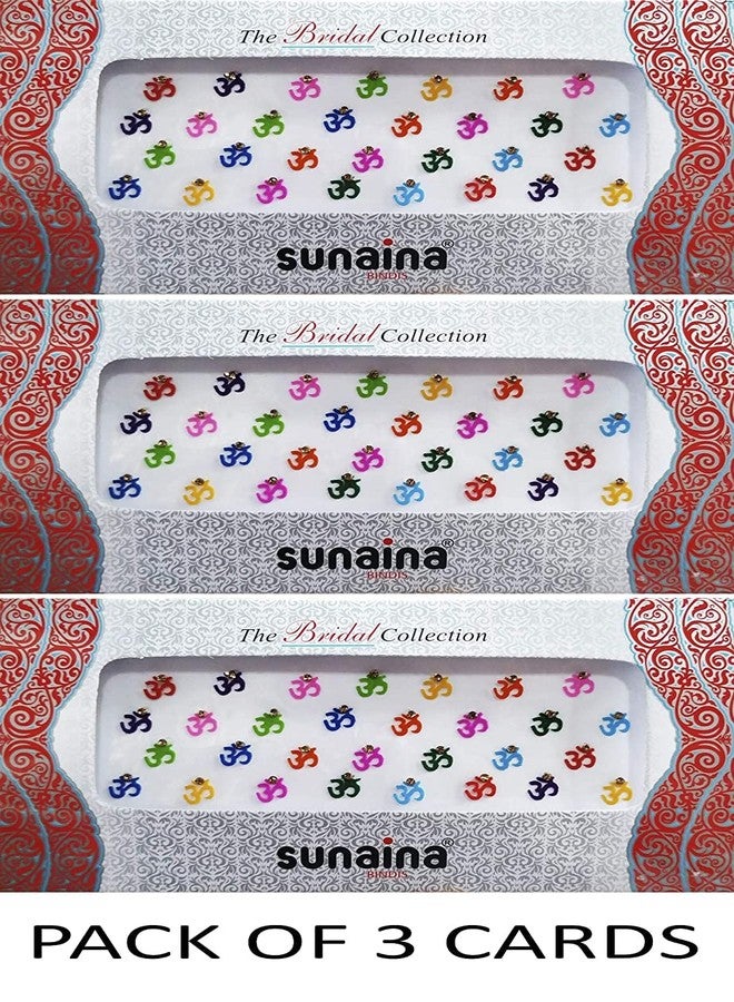 Sunaina Bridal Collection Multicolour Traditional Om Bindis for Women (size-2) [IN-SBCMO102] - Image 3