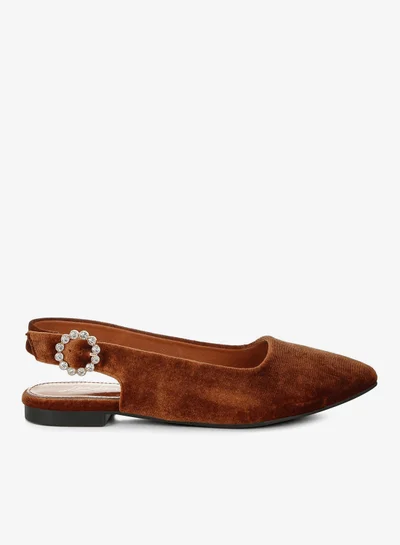 London Rag Velvet Slingback Flat Sandals in Brown