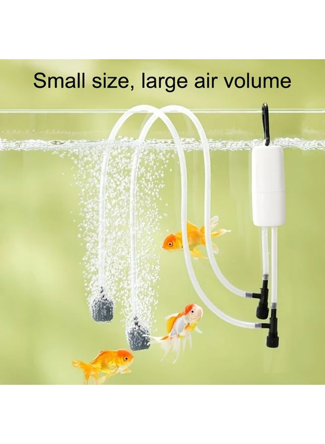 White USB Aquarium Oxygen Air Pump Portable Dual Outlet Silent Aerator Adjustable - Image 5