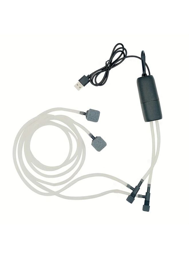 White USB Aquarium Oxygen Air Pump Portable Dual Outlet Silent Aerator Adjustable - Image 2