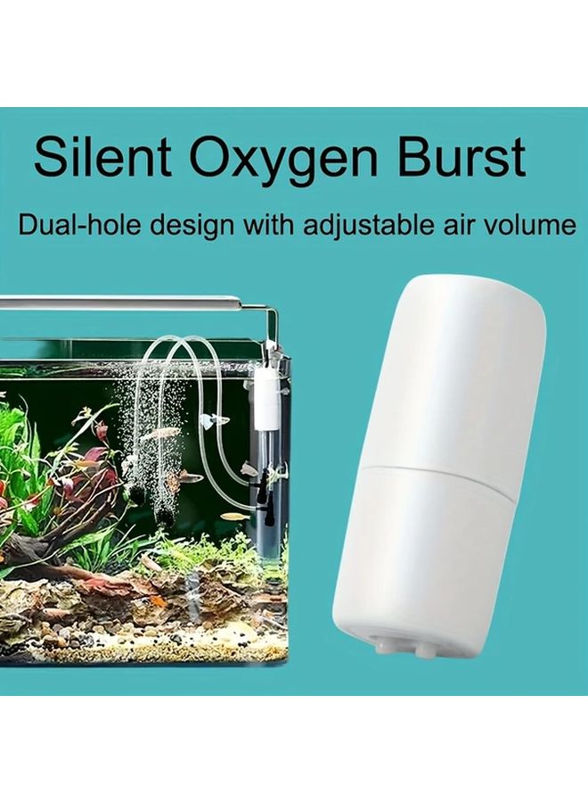 White USB Aquarium Oxygen Air Pump Portable Dual Outlet Silent Aerator Adjustable - Image 4