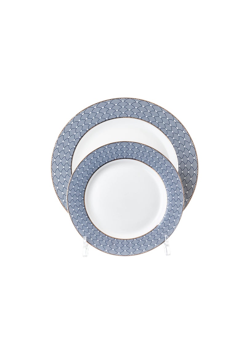 Hic 20 Piece Porcelain Dinner Set Blue With Gold  - Image 2