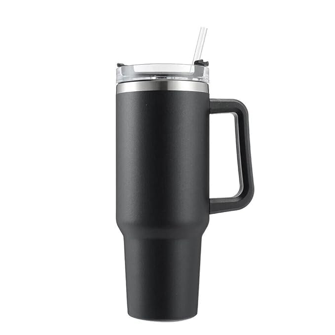 SKYUNION Tumbler with Lid and Straw 1200ML Cup Stainless Steel Vacuum Insulated Tumbler for Water Iced Tea or Coffee 12L Office Gym Travelling Black - Image 1