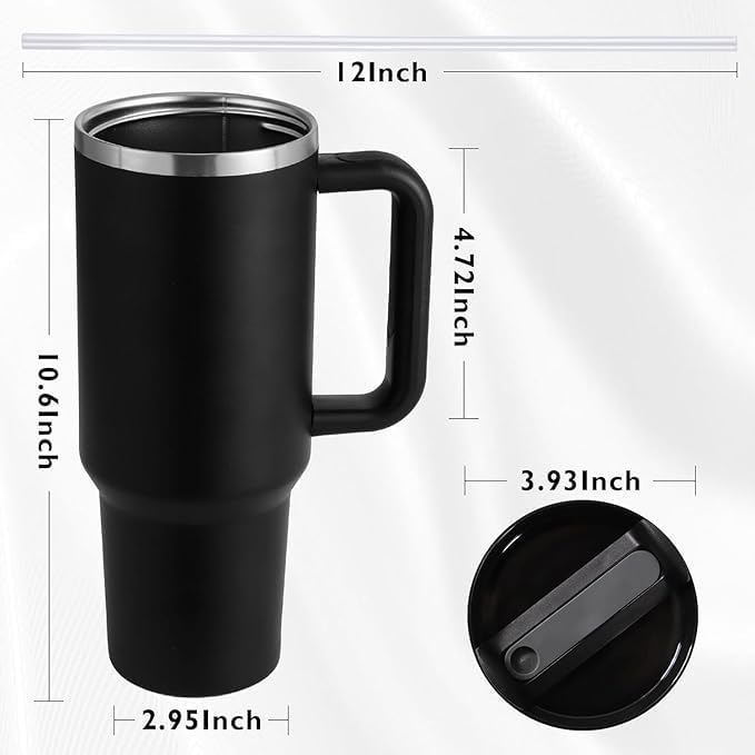 SKYUNION Tumbler with Lid and Straw 1200ML Cup Stainless Steel Vacuum Insulated Tumbler for Water Iced Tea or Coffee 12L Office Gym Travelling Black - Image 4