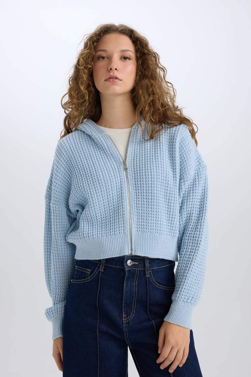 DeFacto Regular Fit Hooded Knitwear Cardigan - Image 4