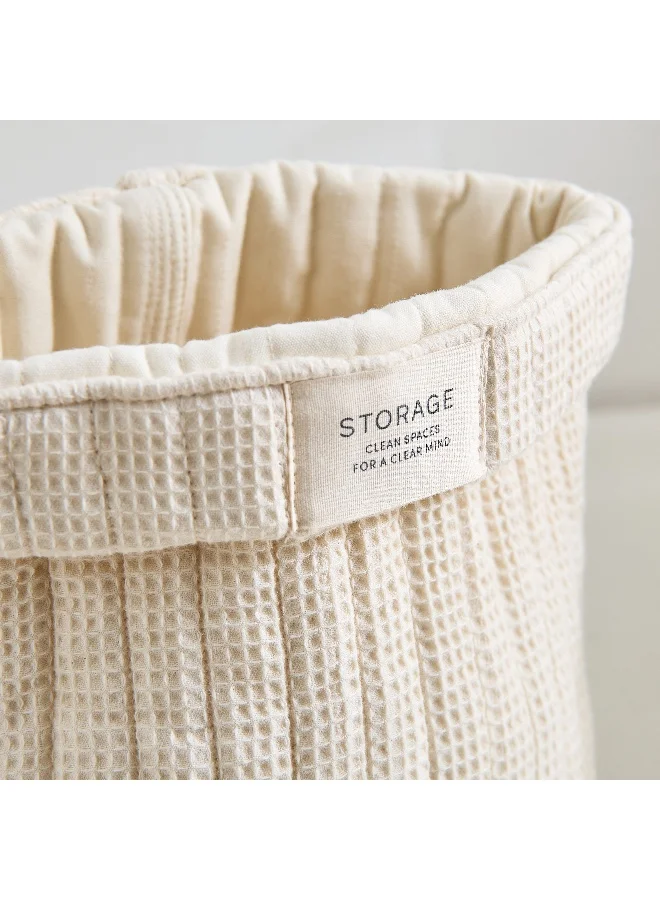 Home Box Bella Soft Waffle Square Foldover Basket with Patch - 15x15x20 cm