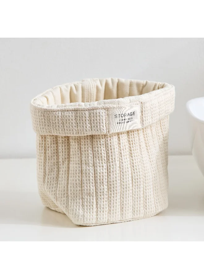 Home Box Bella Soft Waffle Square Foldover Basket with Patch - 15x15x20 cm
