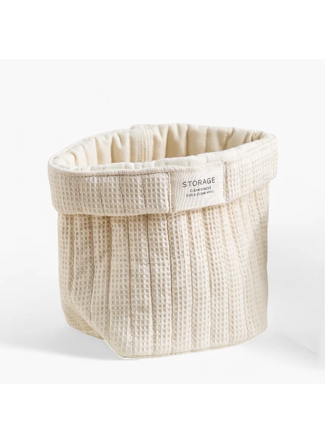 Home Box Bella Soft Waffle Square Foldover Basket with Patch - 15x15x20 cm