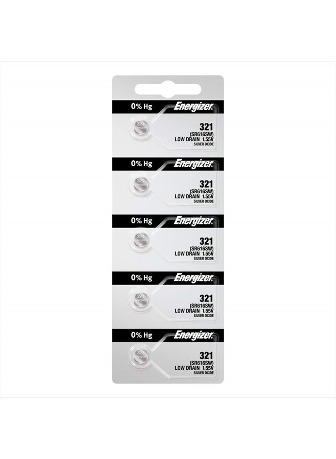 Energizer 5 321 Energizer Watch Batteries SR616SW Battery Cell (5 Batteries Per Pack) 