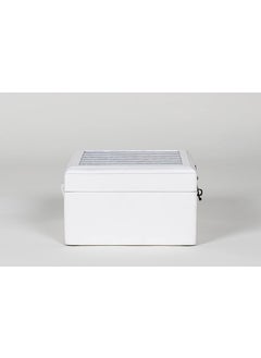 CONTRAST LIVING CONTRAST LIVING Robert Wooden Decorative Jewellery Painted Box with Cotton Fabric on top Outer Size 15x15x09 Cm Box ColorWhite Fabric Colour White Black  - Image 4