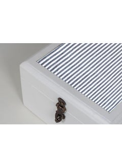 CONTRAST LIVING CONTRAST LIVING Robert Wooden Decorative Jewellery Painted Box with Cotton Fabric on top Outer Size 15x15x09 Cm Box ColorWhite Fabric Colour White Black  - Image 3