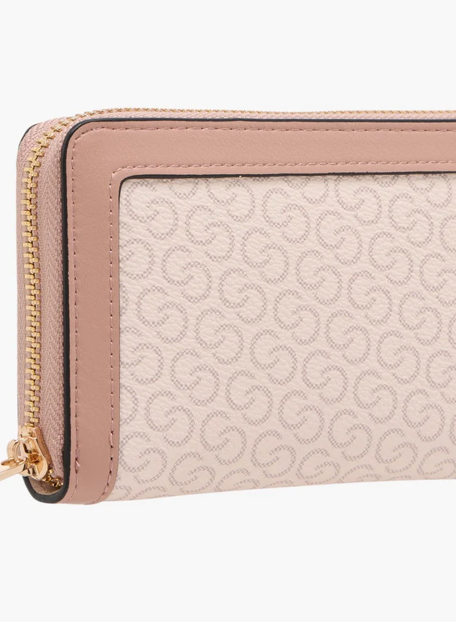 Celeste Women's Monogram Print Wallet with Zip Closure