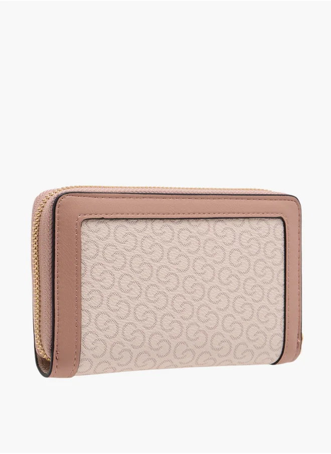 سيليست Women's Monogram Print Wallet with Zip Closure