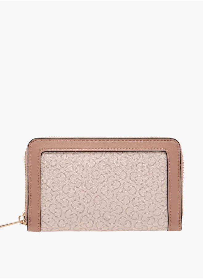 سيليست Women's Monogram Print Wallet with Zip Closure