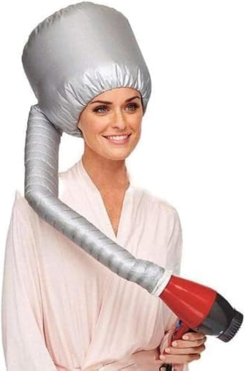 Hair Dryer Cap Soft Hair Dryer Cap with Diffuser Connector for Dryer Dryer Silver Hot Oil Treatment Aid for Home Salon - Image 1