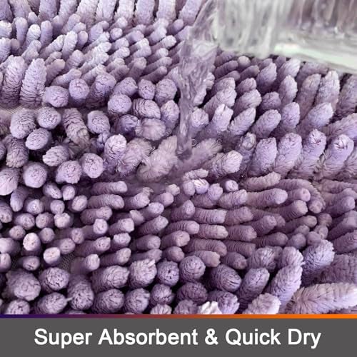 Civkor Bathroom Rugs Set 2 Pieces Light Purple Butter Chenille, Shiny Noodle Bath Mat Rug Set with Non Slip Backing, Super Water Absorbent Machine Washable 31x20 and 24x16 Inch, Lavender - Image 2