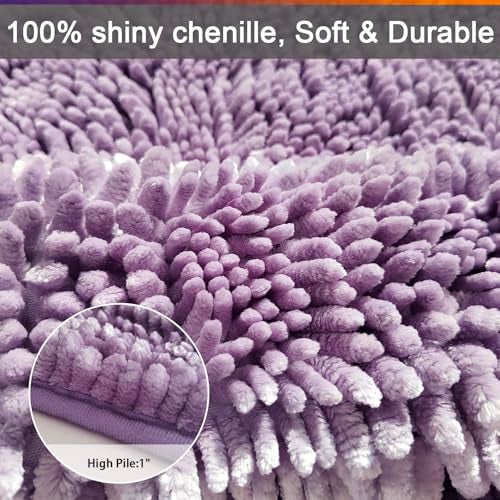 Civkor Bathroom Rugs Set 2 Pieces Light Purple Butter Chenille, Shiny Noodle Bath Mat Rug Set with Non Slip Backing, Super Water Absorbent Machine Washable 31x20 and 24x16 Inch, Lavender - Image 4