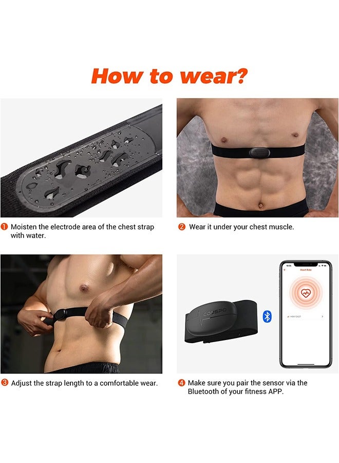 general Heart Rate Monitor Chest Strap H6M, Bluetooth ANT+ Heart Rate Monitor Chest Sensor with 400H Battery, HRM Works with Strava/Wahoo Fitness/Polar Beat/Peloton/Zwift/DDP Yoga App - Image 5