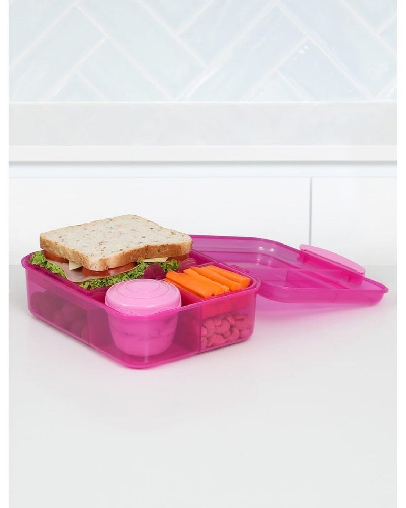 Sistema Bento Lunch Box 1.65L Pink with Multi Compartments & Yogurt Pot, Easy Lock Clip Lid, BPA Free Reusable Food Storage Container for Meal Prep, School & Office, Made in New Zealand - Image 3