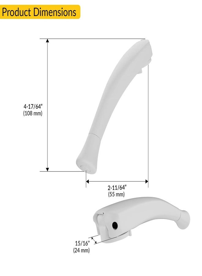 Brixwell Folding Crank Handle for X Drive Operator, Die Cast Construction, 4-17/64" Length, 15/16" Spline Size, 2-11/64" Screw Spacing, White Finish, Folding Window Crank Replacement Handle - Image 2