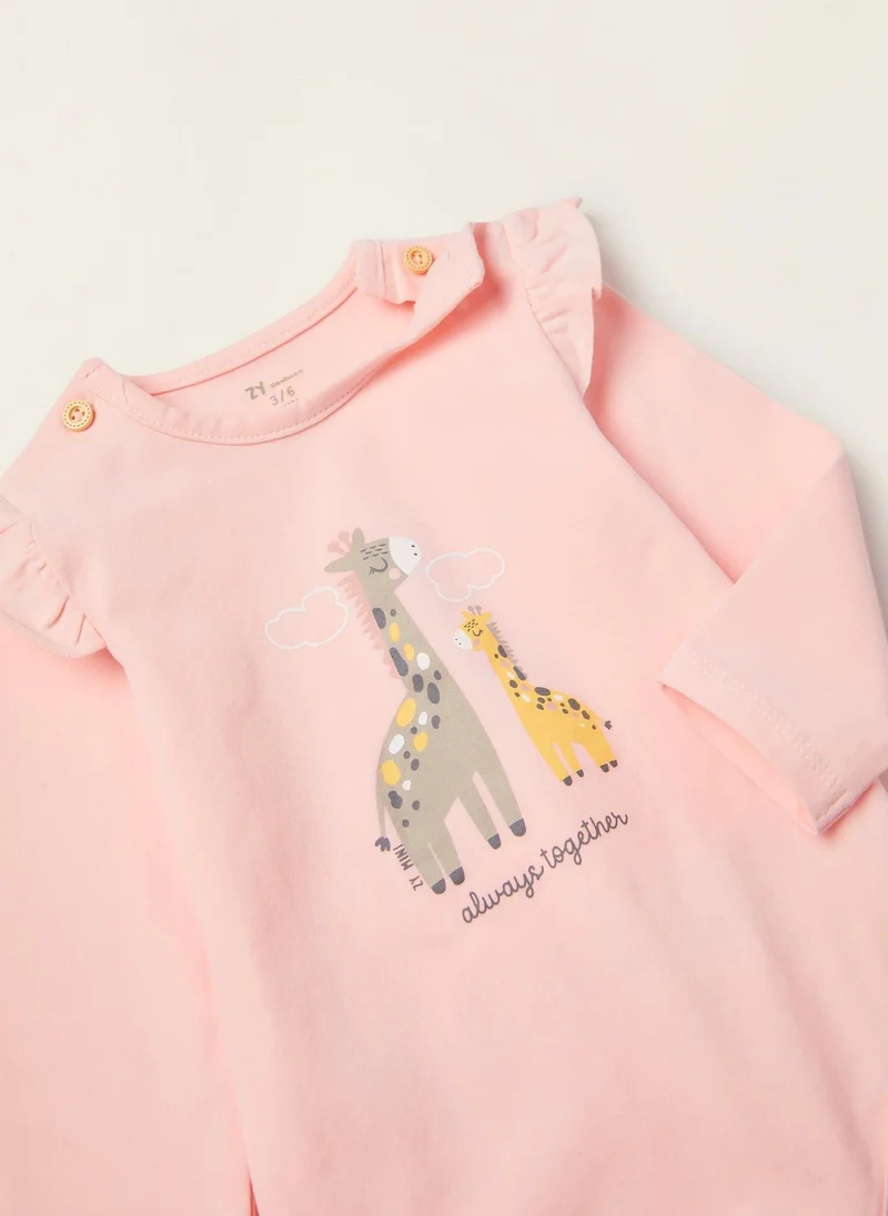 زيبي Zippy Giraffe Cotton Bodysuit For Newborn