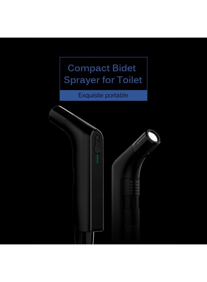 Milano Luxe Thunder Electric Travel Shattaf Set - Portable Sanitary Bidet, ABS Plastic, 1 Year Warranty, Includes USB Cable & Flexible Hose, Black - Image 1