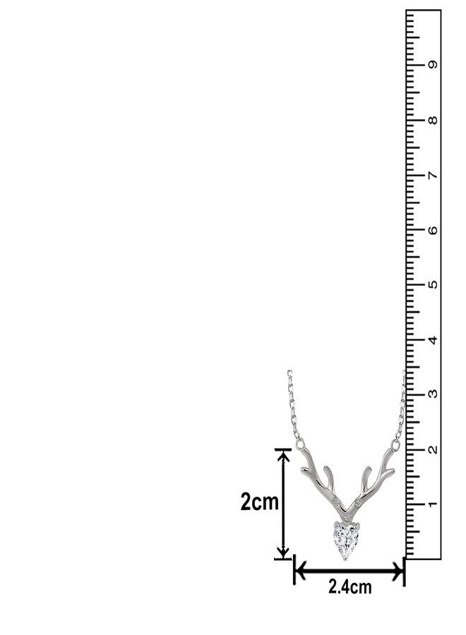 Mahi Deer Heart Shaped Necklace Pendant Chain with Cubic Zirconia Valentine Gift for Women (PS1101845R) - Image 5