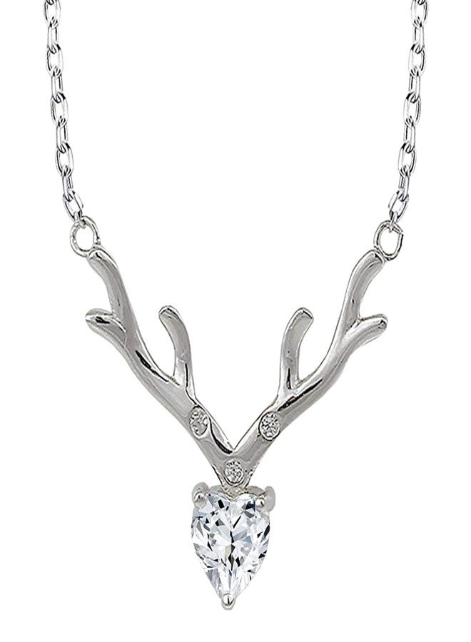 Mahi Deer Heart Shaped Necklace Pendant Chain with Cubic Zirconia Valentine Gift for Women (PS1101845R) - Image 1