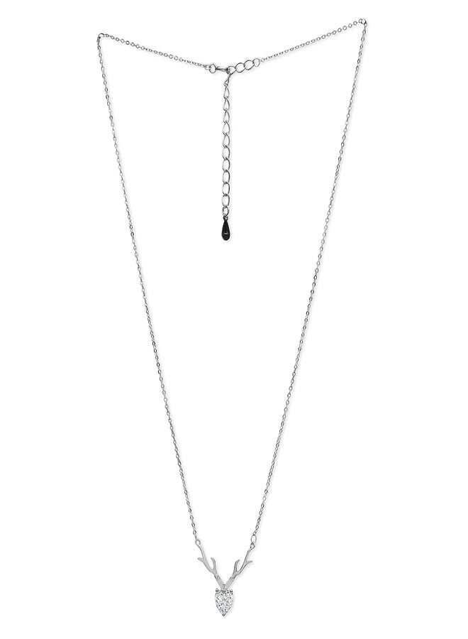 Mahi Deer Heart Shaped Necklace Pendant Chain with Cubic Zirconia Valentine Gift for Women (PS1101845R) - Image 4