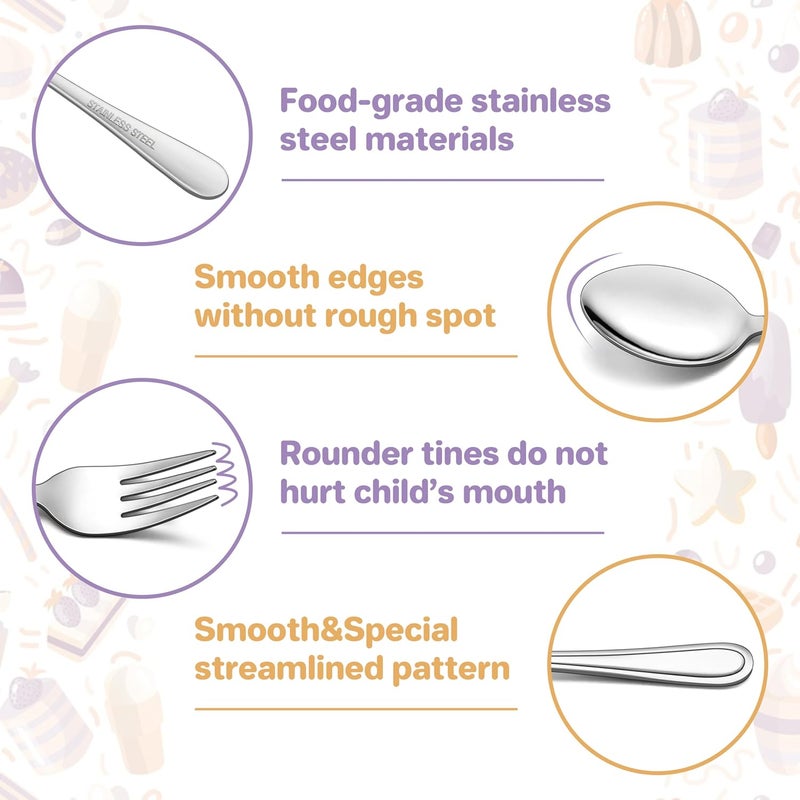 HaWare Toddler Utensils 10Piece Stainless Steel Toddler Silverware Sets Includes Spoons and Forks Foodgrade Children and Kids Eating Utensils for Self Feeding Safety  NonToxic Dishwasher Safe - Image 4