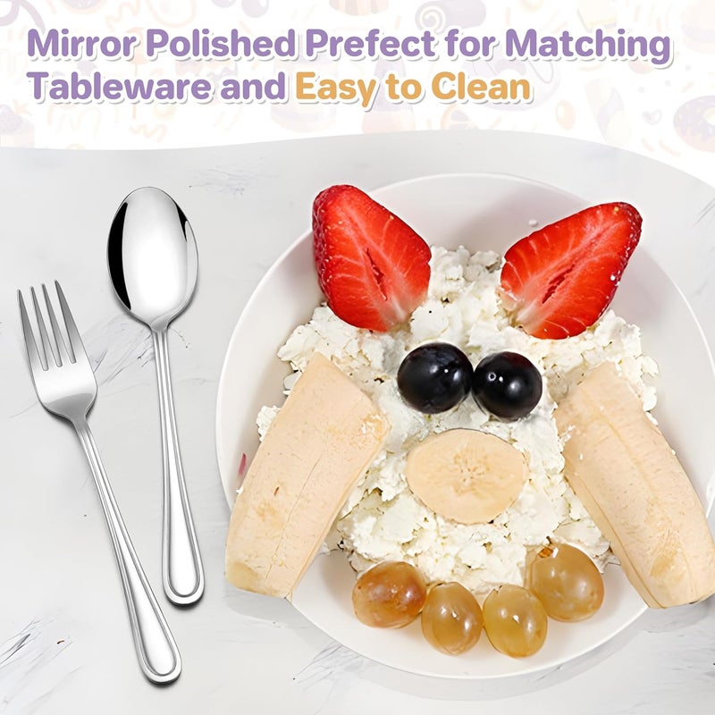 HaWare Toddler Utensils 10Piece Stainless Steel Toddler Silverware Sets Includes Spoons and Forks Foodgrade Children and Kids Eating Utensils for Self Feeding Safety  NonToxic Dishwasher Safe - Image 5