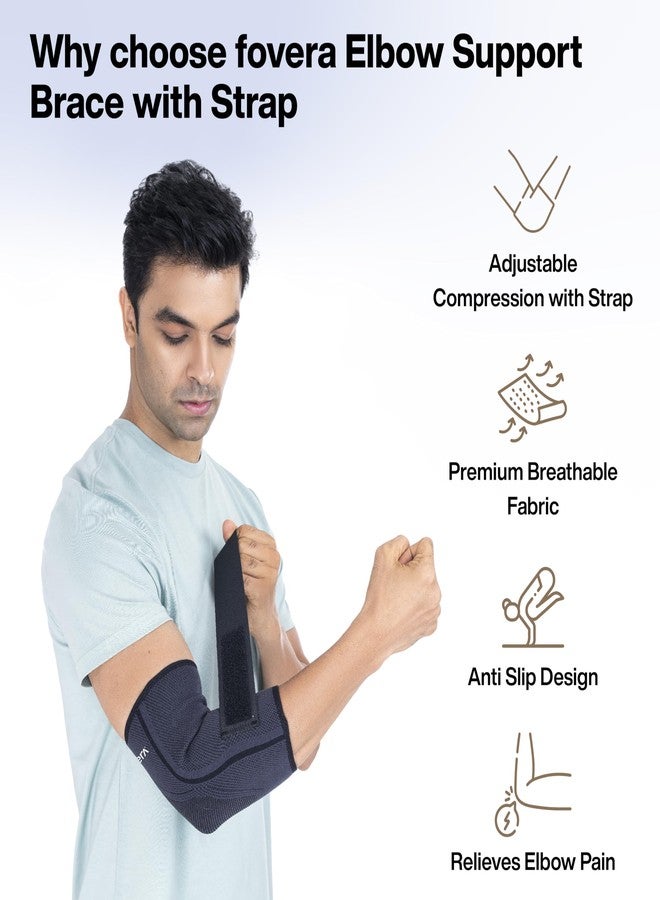FOVERA Elbow Support Brace with Strap - Adjustable Compression Elbow Binder for Tennis Elbow, Golfer's Elbow, and Tendonitis Relief - Comfortable Arm Sleeve for Sports and Recovery (Size - XL, 1 Unit) - Image 3