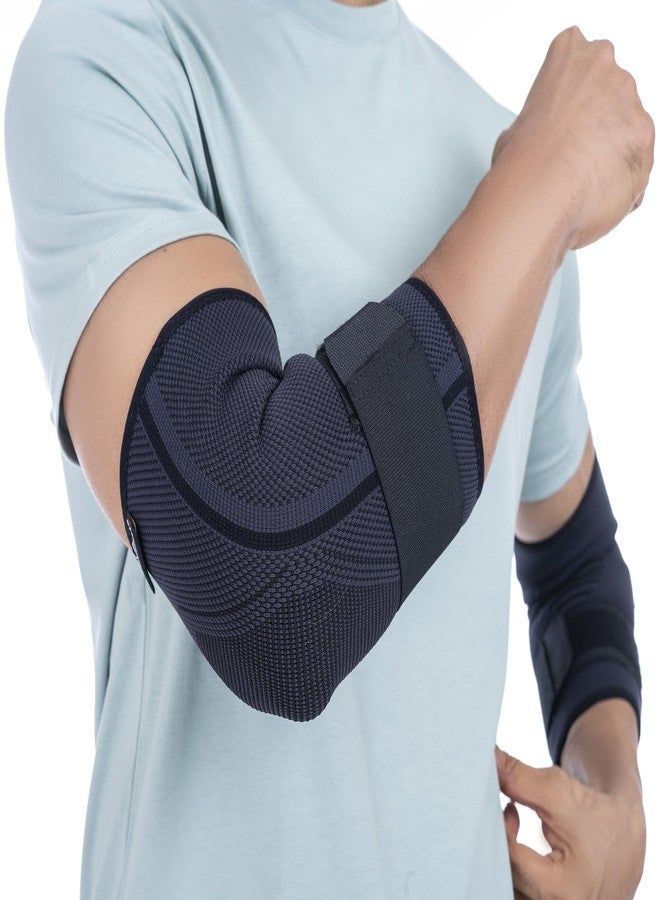 FOVERA Elbow Support Brace with Strap - Adjustable Compression Elbow Binder for Tennis Elbow, Golfer's Elbow, and Tendonitis Relief - Comfortable Arm Sleeve for Sports and Recovery (Size - XL, 1 Unit) - Image 1
