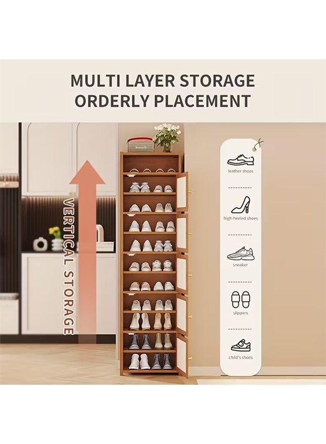 NKX Bamboo Shoe Storage Cabinet with Woven Drawer – Minimalist Organizer for Entryways & Dorm Rooms - Image 4