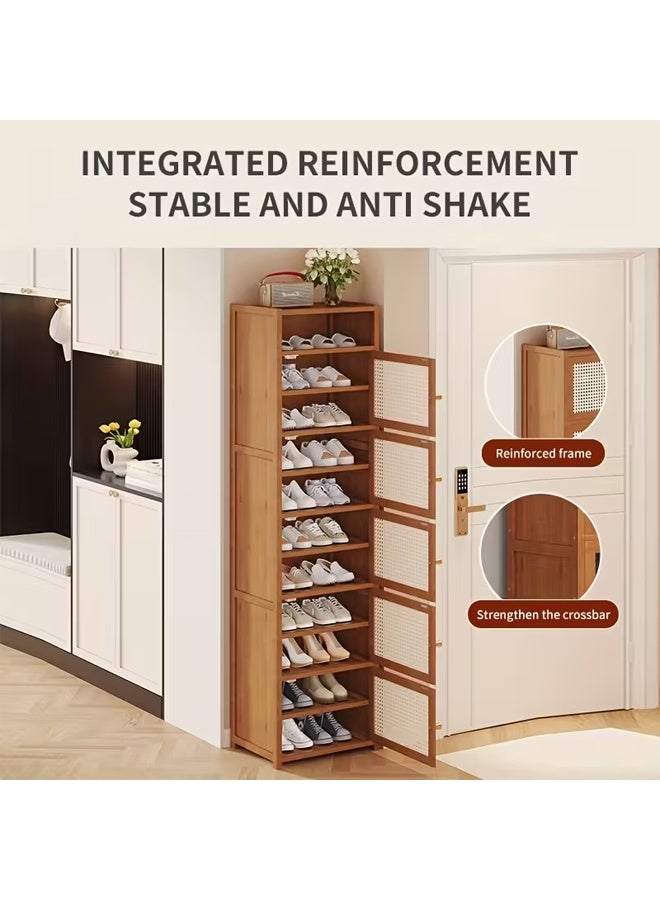 NKX Bamboo Shoe Storage Cabinet with Woven Drawer – Minimalist Organizer for Entryways & Dorm Rooms - Image 5